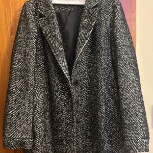 Karen Kane Fully Lined Herringbone Wool Car Coat (size L)
